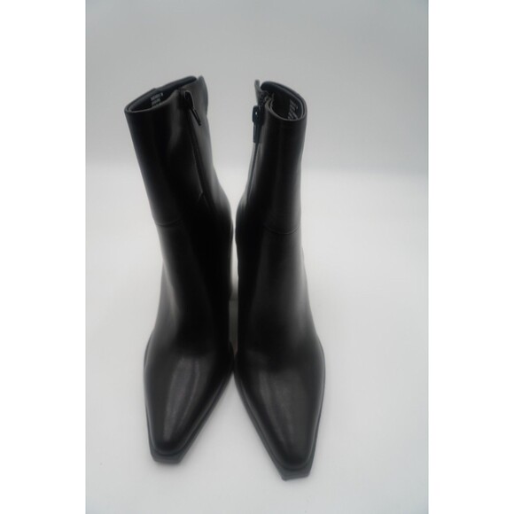 Steve Madden SILVEE Black Leather Mid-Calf Pointed Toe Block Heel Bootie Sz 7.5M - Picture 2 of 13